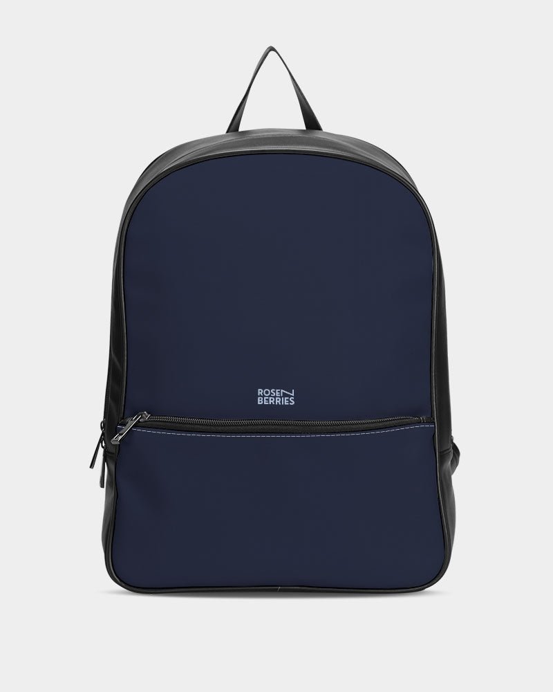 Navy Classic Faux Leather Backpack - Northface style Backpacks - ROSENBERRIES